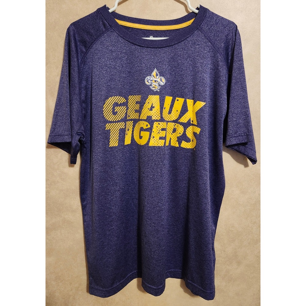 LSU Tigers Knights Apparel Purple Geaux Tigers T-Shirt Mens Large NCAA Raglan